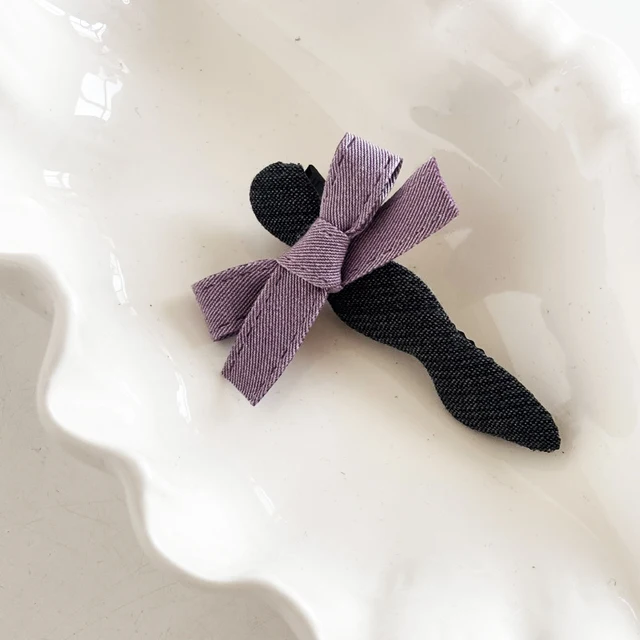 Korean Purple Cloth Hairgrips Wavy Bow Solid Color Matte Bangs Clip Fresh Gentle Temperament Hairpins