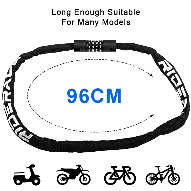 RIDERACE Bicycle Chain Lock Portable Anti-theft High Security MTB Mountain Bike Lock With 2 Keys for Scooter Electric E-Bike