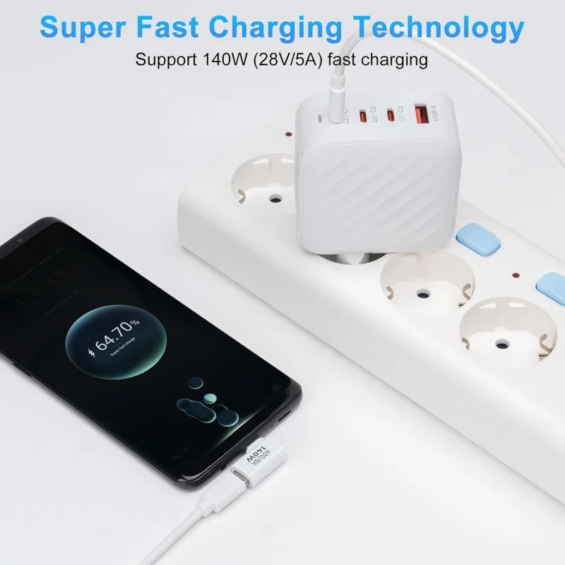 90 Degree USB C Adapter 8K 60Hz 140W USB C Male to Female Connector for Phone iPad Macbook