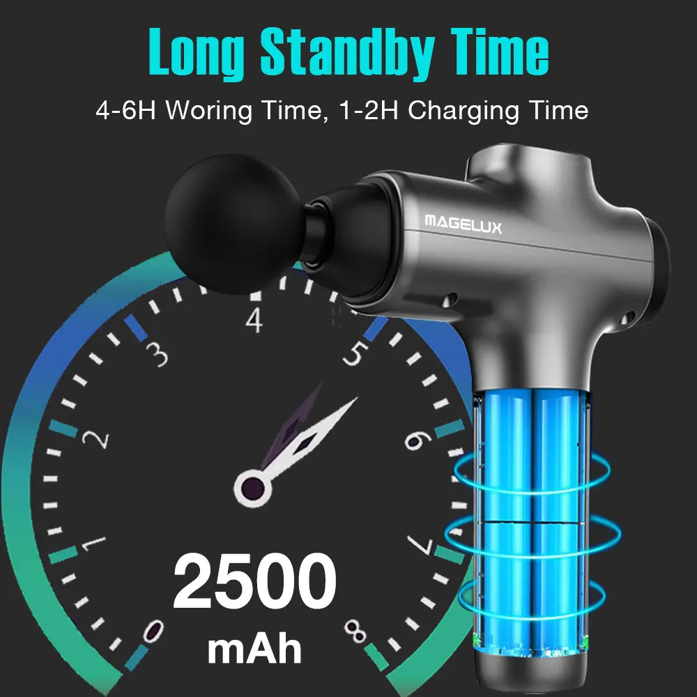 2023 Electric Muscle Vibration 4 Head Body Timing Control Gun Massage Machine 24V Eu Warehouse Private Label Massage Gun Black
