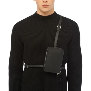 Custom Logo Saffiano Leather Black Men's Chest Rig Pack Small Crossbody Harness Bag for Men