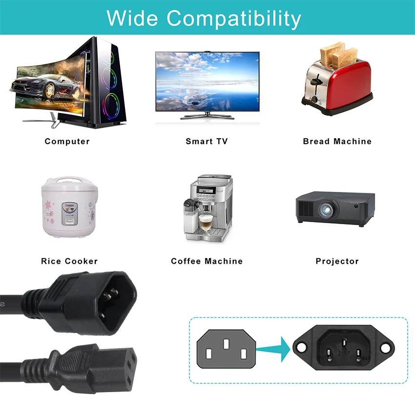 Server PDU Dual C13 C13 Splitter to C14 AWG 14 Y Adapter Cable Splitter Power Cords