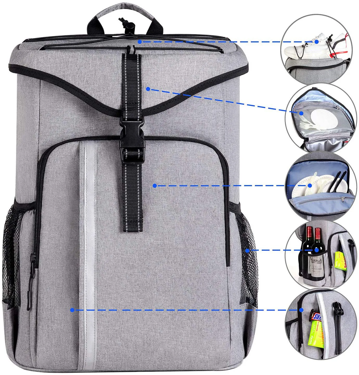 Portable Leak Proof Hiking 30 Cans Insulated Bag Picnic Beer Cooler Backpack