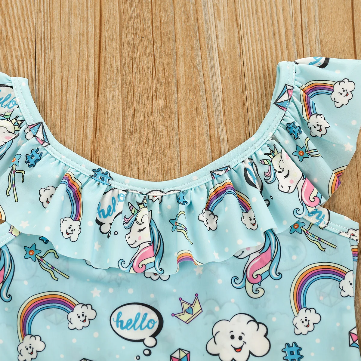 Светло-голубой необычный органический удобный кружевной комплект детской одежды для новорожденного ребенка с мечтательным