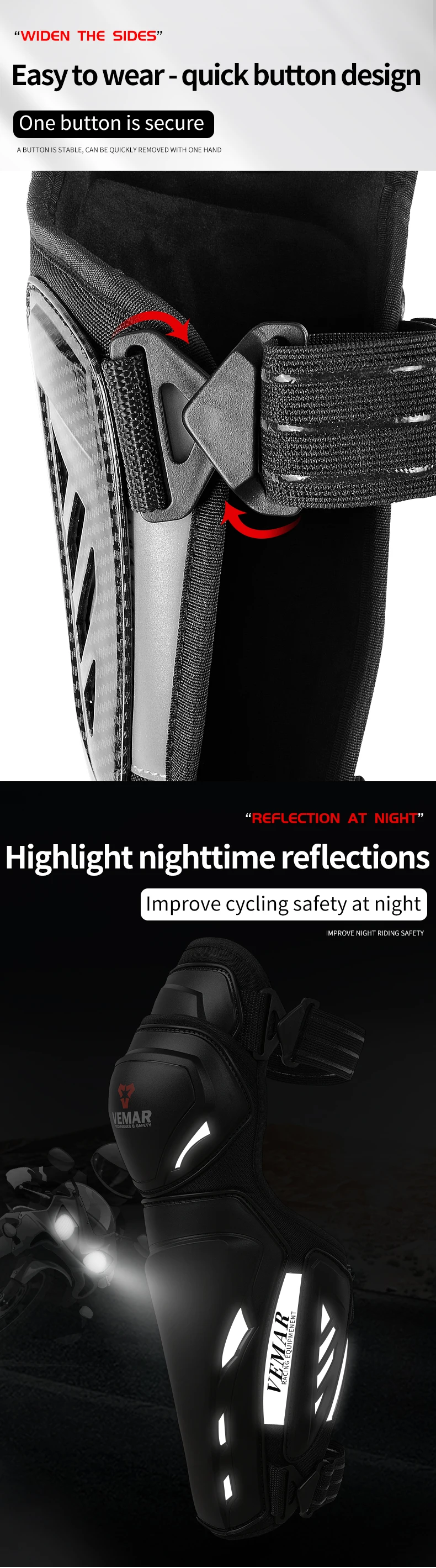 Vemar Motorcycle Knee Pad Widened Plus Velvet Knee Pads Protect Riding