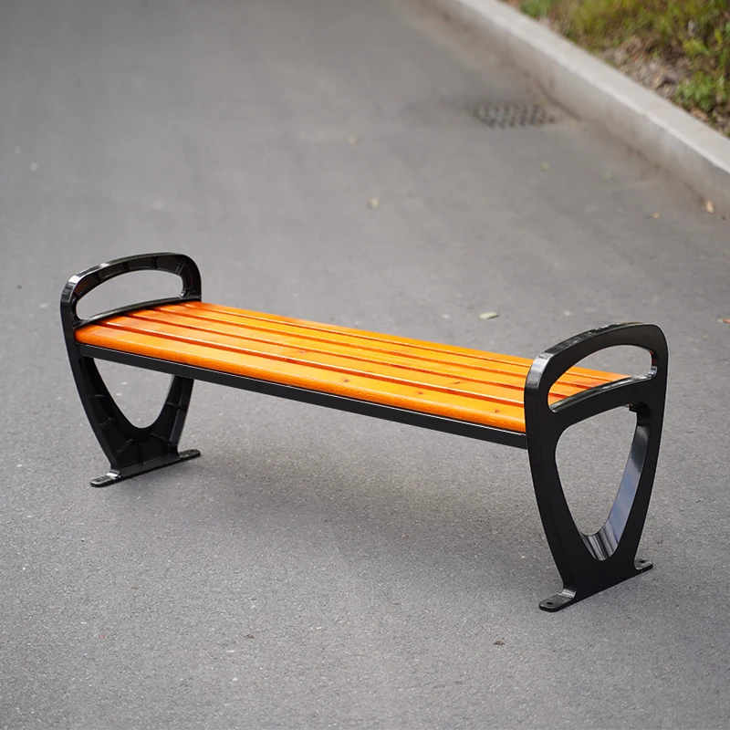 street furniture cast aluminium Anticorrosive wood bench patio park outdoor benches without backrest factory