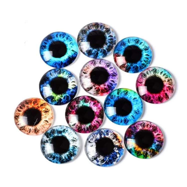 Factory Sale 8mm 50mm Glass Cabochon Pupil Charms Flatback Round