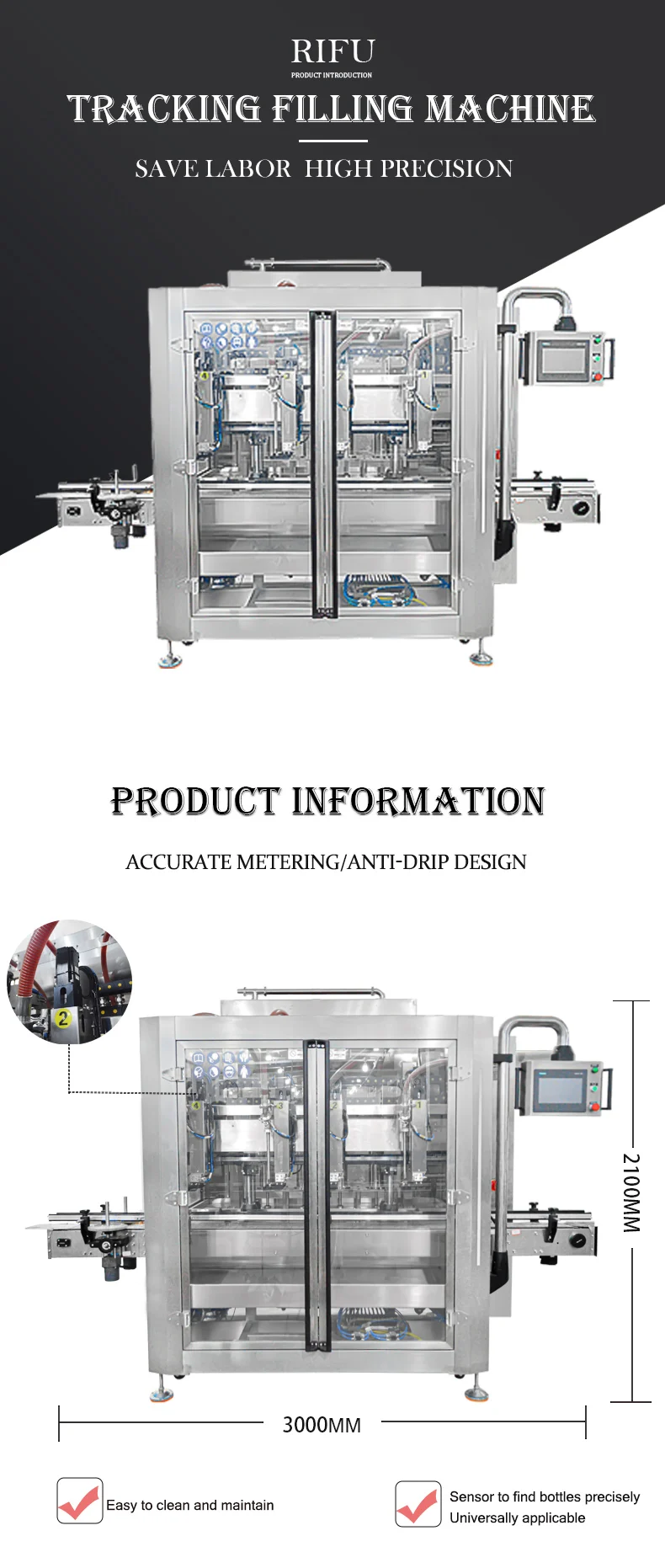 Automatic 4 Heads 100-1000ml Liquid Filling Machine for Factory of Milk ...