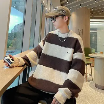 Fashionable, elegant, breathable wool blend knitted pullover for men's casual and warm winter sweater