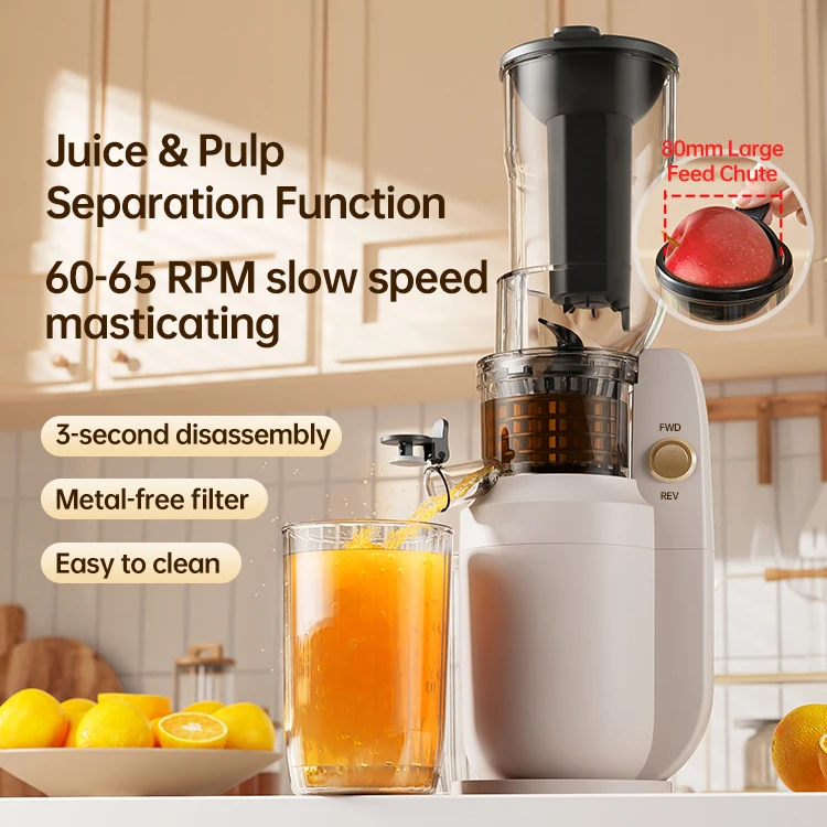 150w Orange Electric Fruit &vegetable Processor Big Mouth Slow Juicer