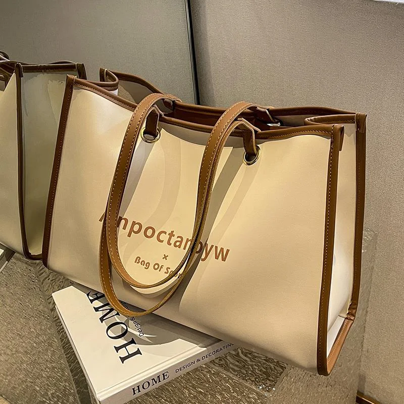 Casual Fashion Travel Shopping Ladies Shoulder Vegan PU Large Women's Leather Tote Bag