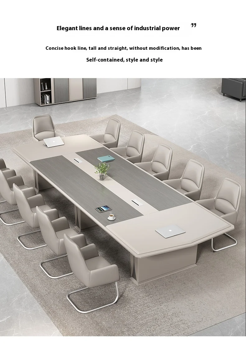 Modern Wood Conference Table Adjustable Height Long Large Office Furniture for Commercial Use in Conference Rooms