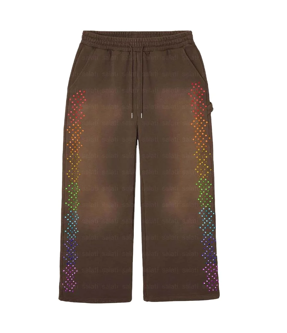 Salati Essentials High Quality Jogger Straight Leg Blank Acid Wash Rhinestone Tracksuit Pant Trackpants Baggy Sweatpants for Men gallery 8