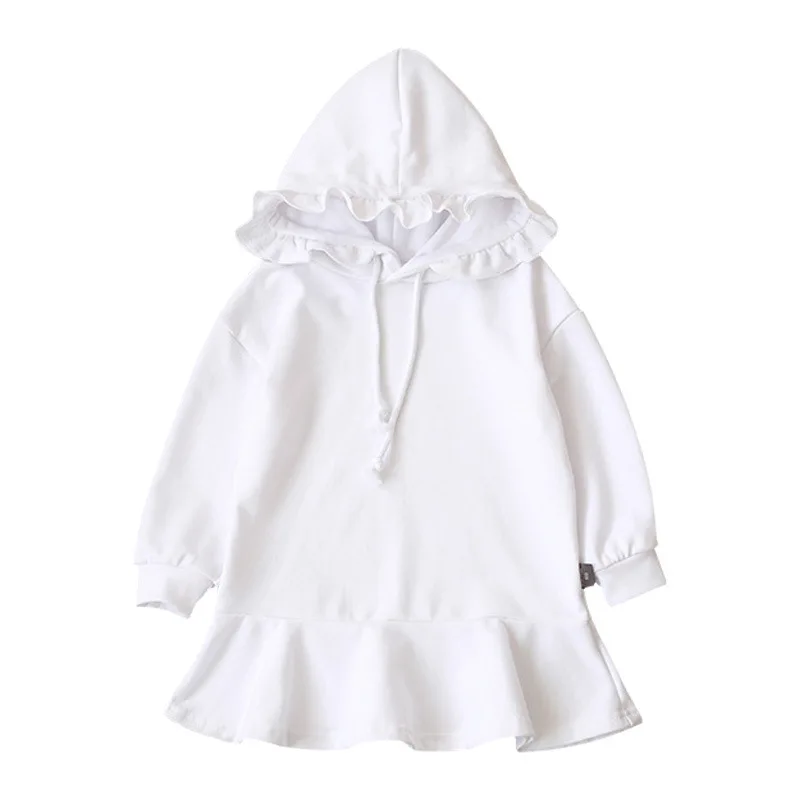 
QC- a0042 Fall winter long sleeved cotton girl hoodie sweatshirt baby girl clothes Candy colors sweet baby dresses 