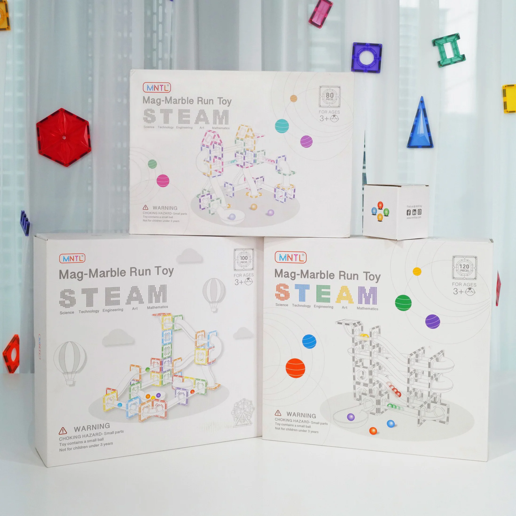 Mntl Self Assemble Magnetic Tile Marble Run Race Educational Kids Toy100 Pcs Magnetic Tiles Connecting  Blocks for Kids