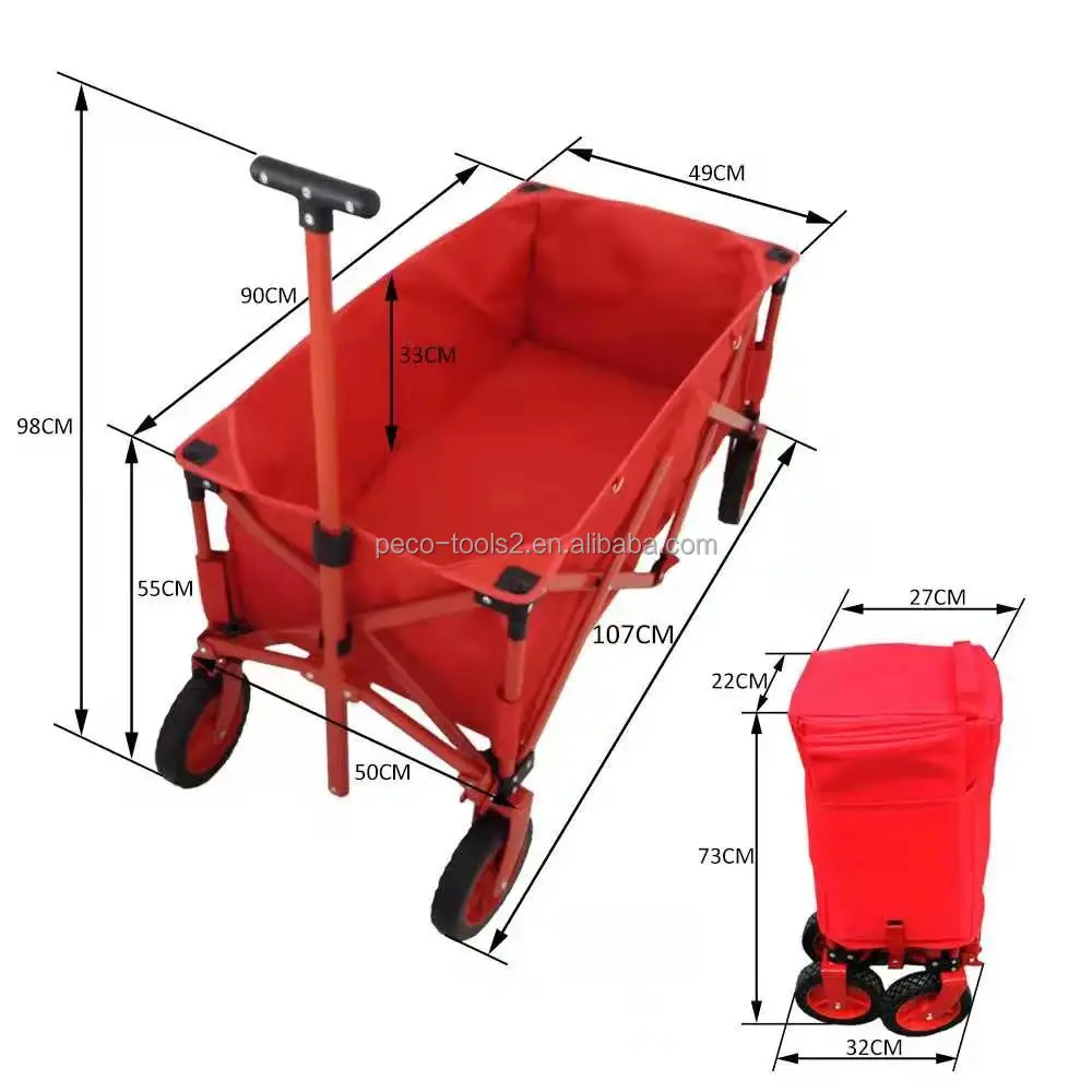 Convenient Outdoor Folding Cart Trolley With 4 Wheels