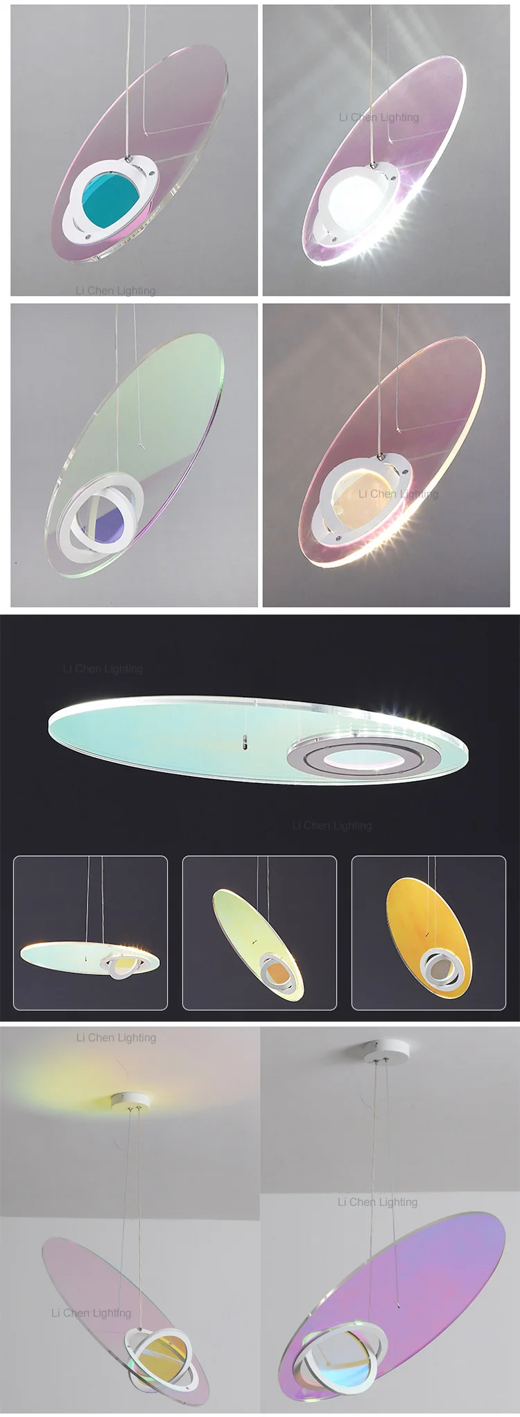 p0036 new product indoor decoration dining room bedroom living room iron acrylic colorful led pendant light -1