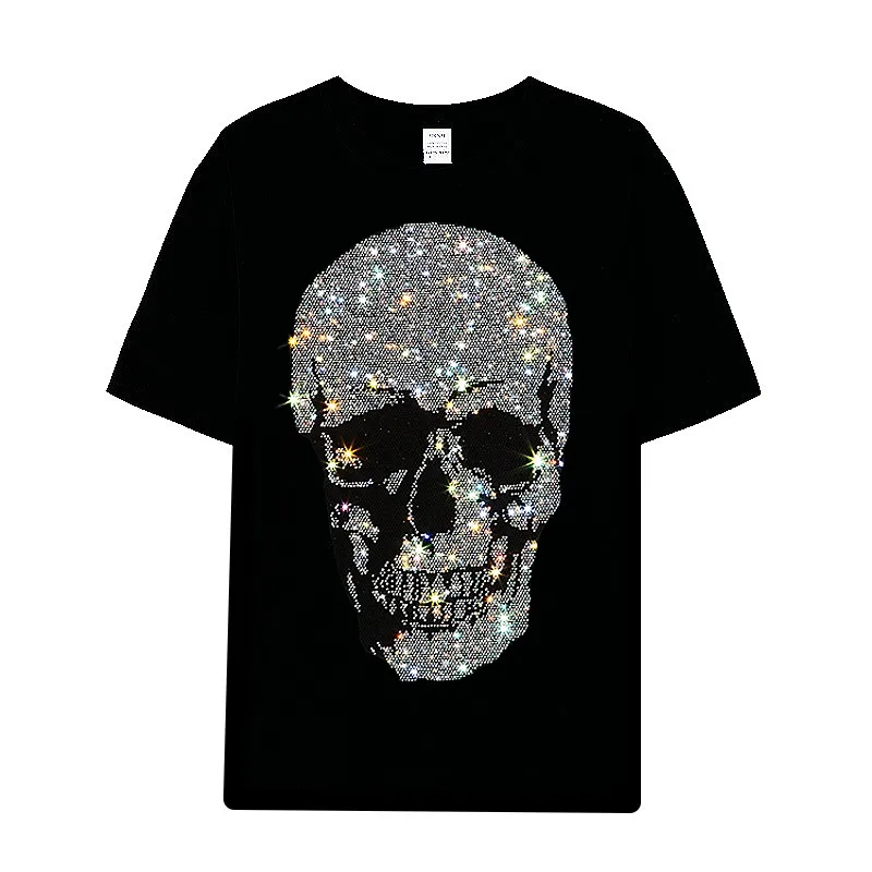 Free sample Fashion Crystal Skull Rhinestone Pattern Sparkle Rhinestone Heat Transfer Designs