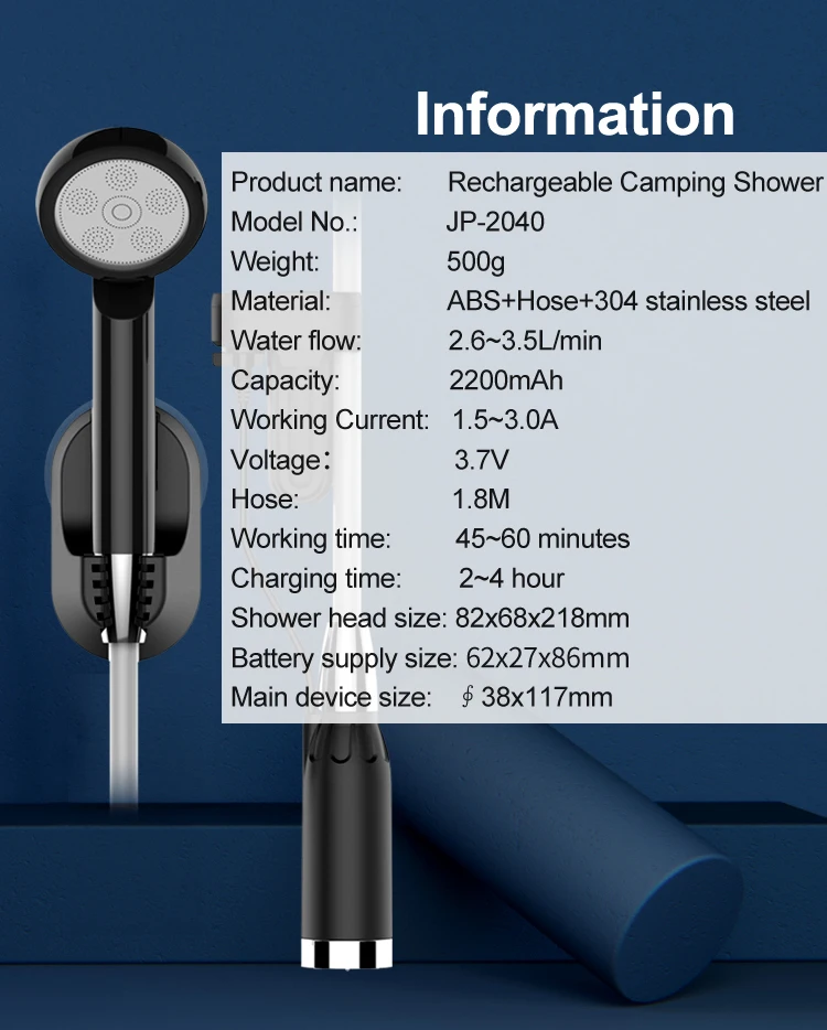 Fashionable Smart Battery Powered Portable Camping Shower with Versatile Shower for Indoor & Outdoor Use,  Camping, Hiking factory