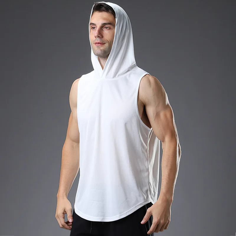 Relaxed Fit Sleeveless Hoodie - White - Men