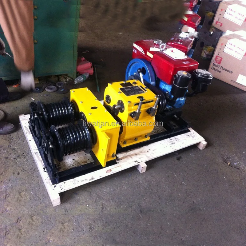 5T Double Drum Winch with Petrol Diesel Engine Electric Motor for Cable Laying at Civil Engineering Projects