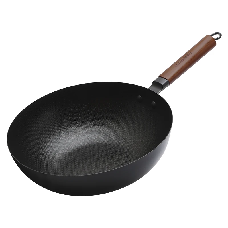 Chinese Factory Non Stick Preseason Carbon Steel Wok Pan Imesh K3205
