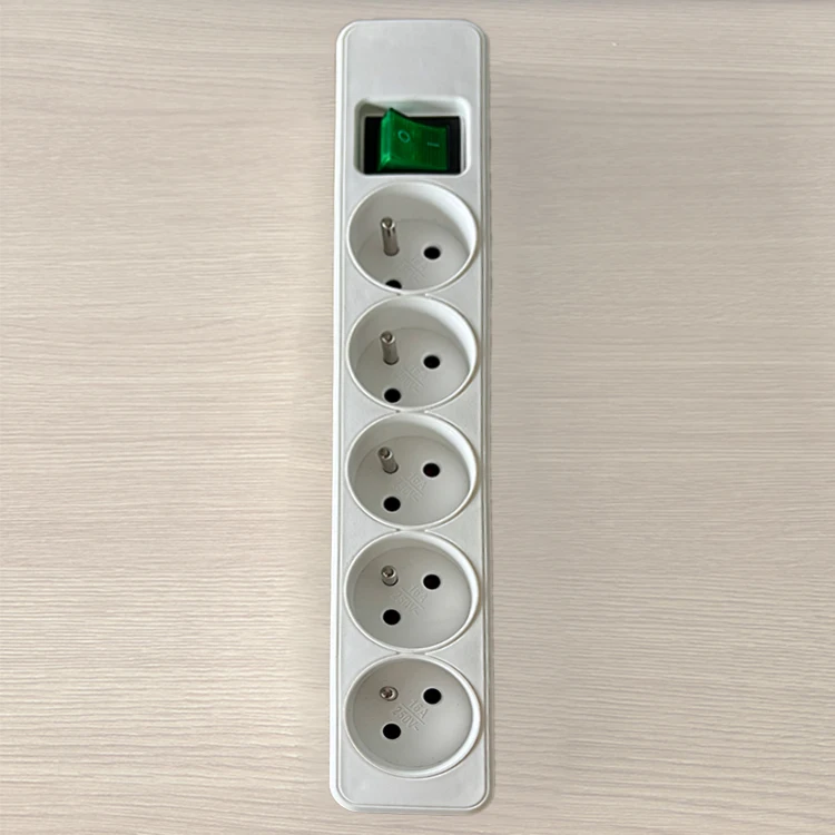 VNX Wholesale Cheap French Standard 5 Way Extension Cord Socket Power Strip PVC EU Plugs 16A Rated Compatible