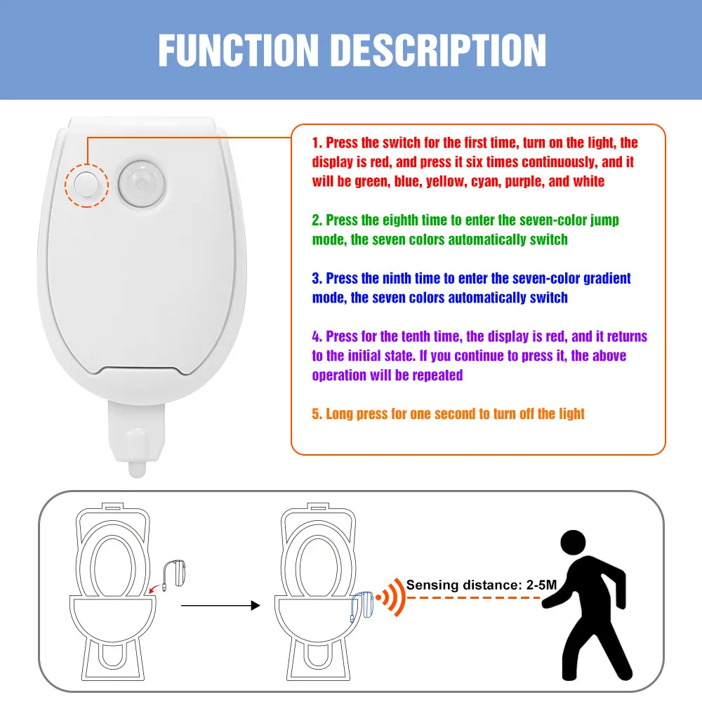 Smart PIR Motion Sensor Toilet Light Bowl Backlight WC Lighting LED Luminaria Lamp