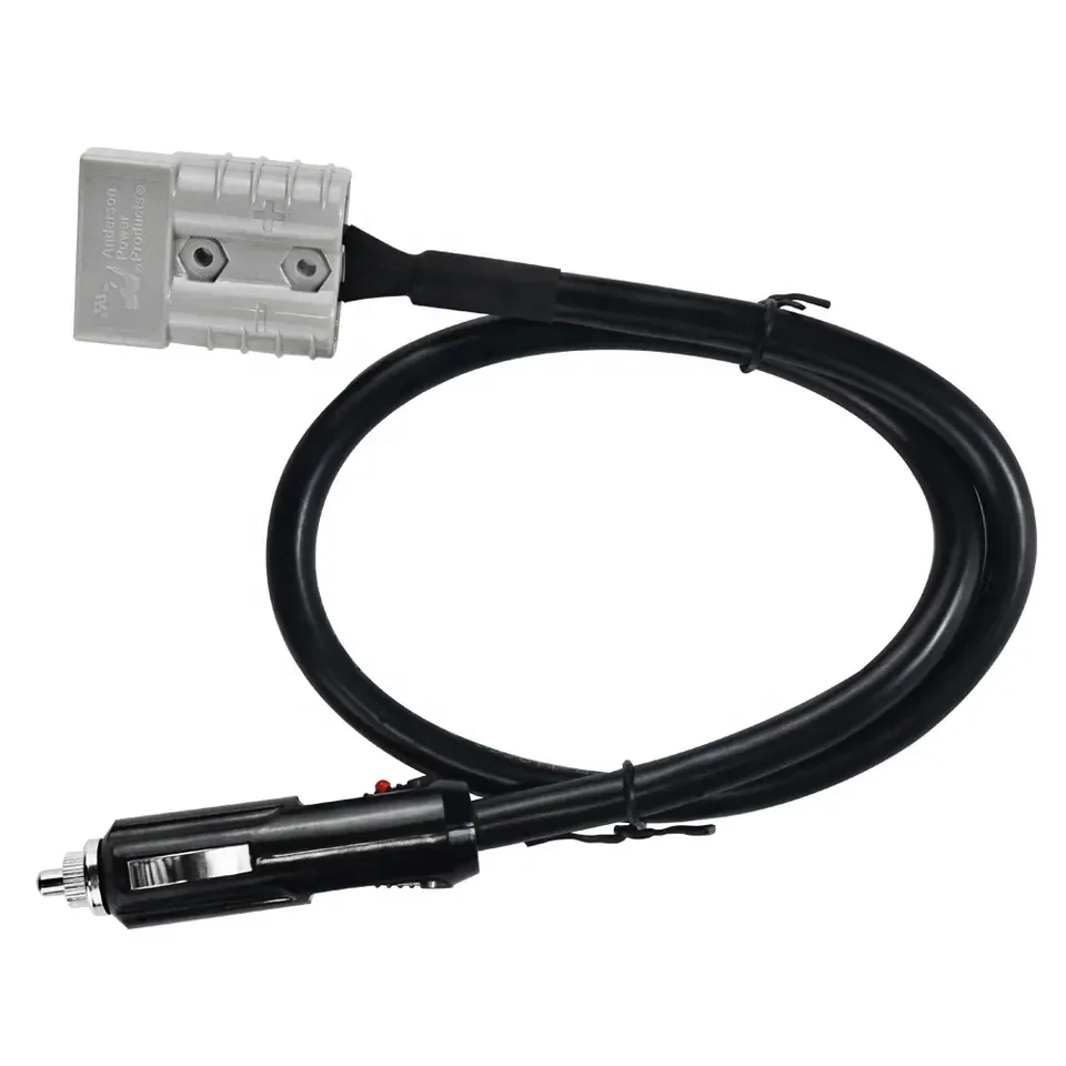 Solar Panel Charger Cable 15A Cigarette Lighter Plug to 50A Battery Power Connector Adapter Cable for Portable Fridge Car RVs