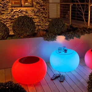 Wedding Beach Bar Cocktail Table Round Shaped Luminous Furniture for Outdoor Event Garden Patio