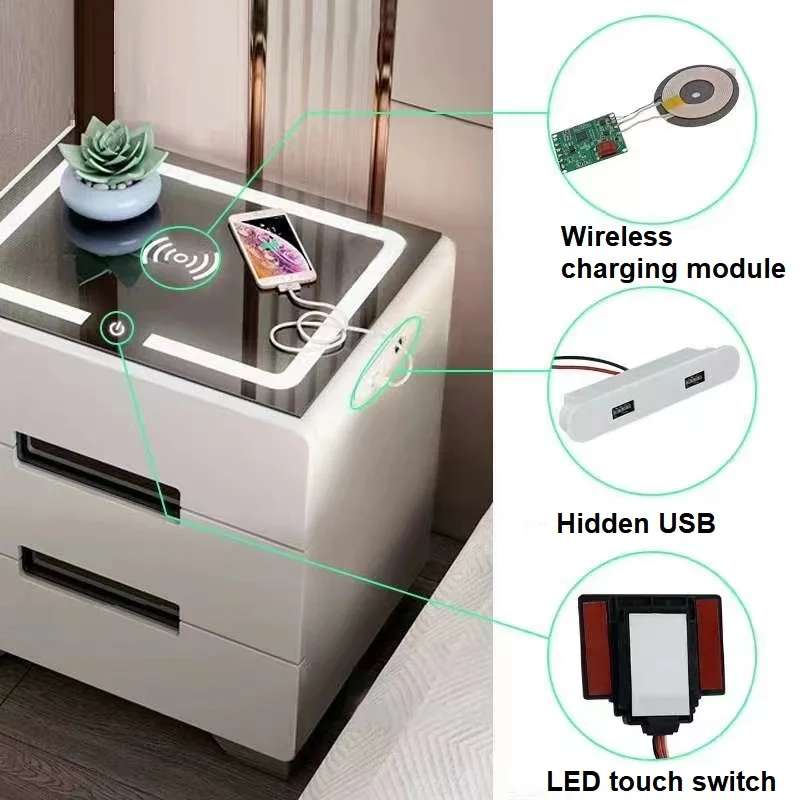 Bedside Table 15W Wireless Quick Charging Usb Connector Tricolor Dimmer Led Touch Switch For Phone factory