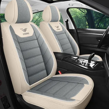 2025 New Linen Four-Season Universal Waterproof Five-Seater Cooling Car Seat Cover Full Set