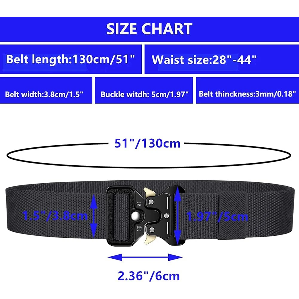 Wear-resistant Tactical Multifunctional Belt Webbing Riggers Web Belts Heavy Duty Quick-Release Metal Buckle Belt