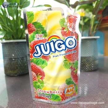 KOCO Wholesale PET Juice Packaging Bag with Built-In Straw | Stand up Pouch for Vodka & Tequila