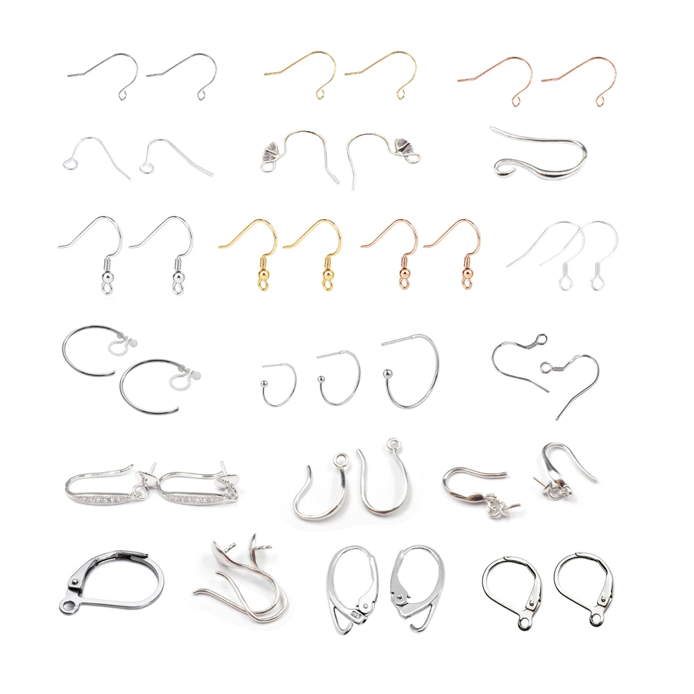 Gold Plated 925 Sterling Silver Simple Earring Hooks Zircon Pearl