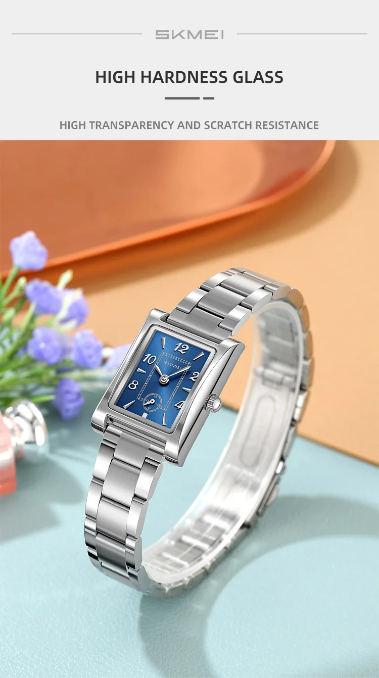 Skmei 2570 Elegant Fashion Women Quartz Watch Costume Stainless Steel Band Waterproof Rectangle in Stock Casual Watch Set