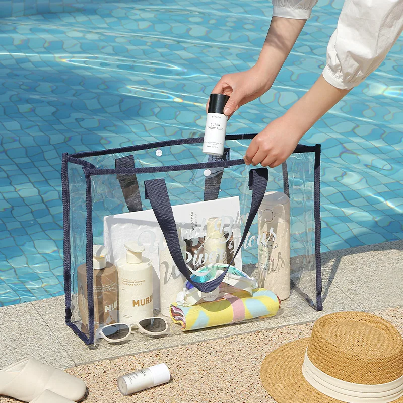 Multifunction Transparent Beach Bag Swimming Clear PVC Portable Large Storage Bags Organizer Custom Beach Bags