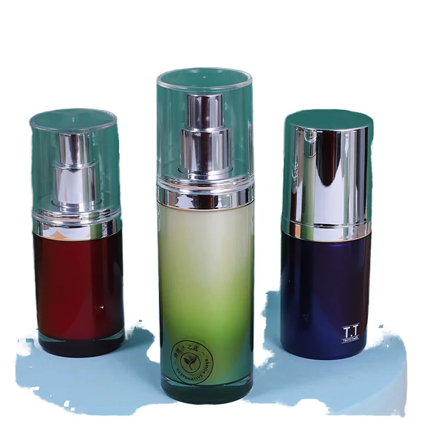 Luxury Plastic Acrylic Cosmetic Containers Lotion Pump Bottles and Cream Jars with Screw Cap Screen Printing Surface Treatment
