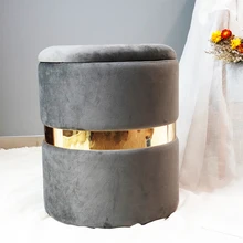 Velvet Stool Tufted Crushed Velvet Ottoman Round Stool Pouffe Ottoman Footstool Chair Foot Stool