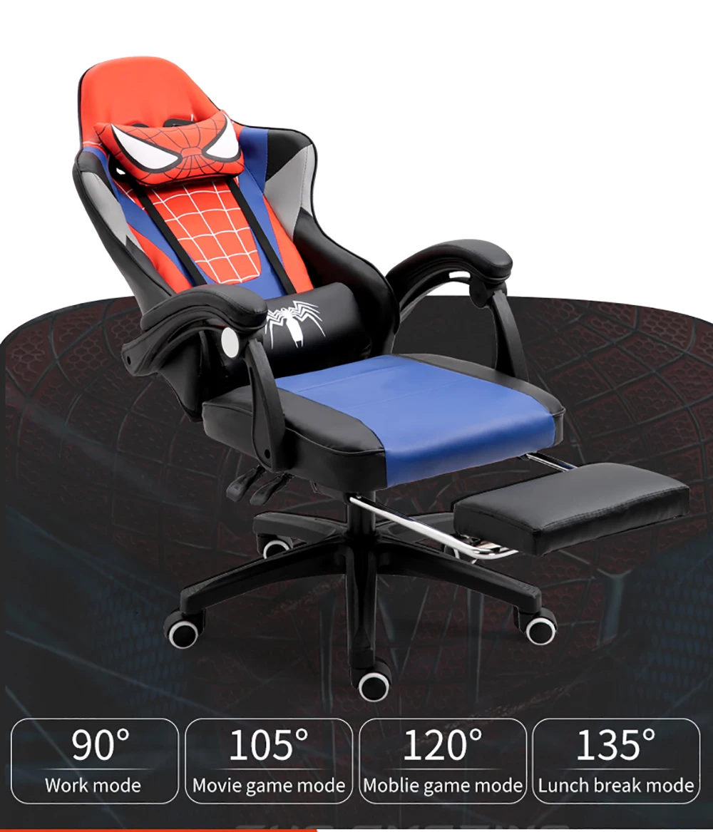 Custom Office Game Chair with Spider Man Vibration Motorize Station Room 3 Monitors 180 Spiderman Gaming Chair