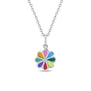 High Quality Stainless Steel Jewelry Colors Enamel Daisy Flower Necklace Colorful Oil Drop Pendant Necklace