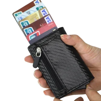 smart cards holder carbon Fiber card holder Wallet RFID blocking coin purse wallet carbon Fiber smart wallet Card Holder for Men