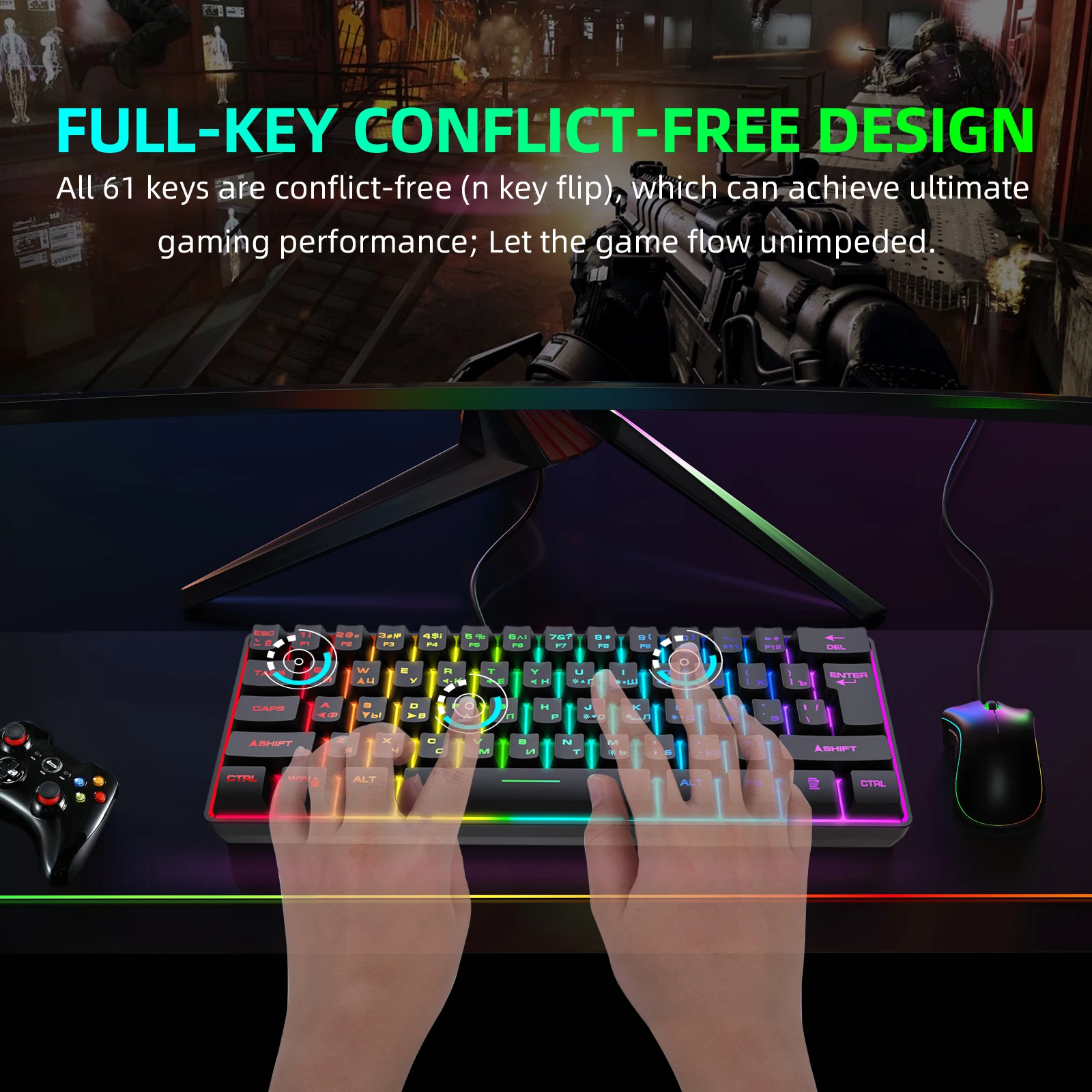 Y-fruitful G69 Mechanical Feel Esports Rgb 87 Keys Computer Office Usb ...