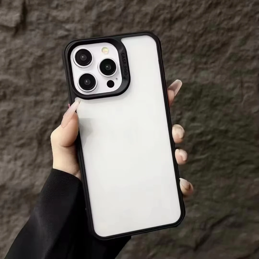 Wholesale Anti-drop Transparent Acrylic Mobile Phone Cover 2-in-1 Color  Button Cell Phone case for iphone 15 14 13 12 11 Series