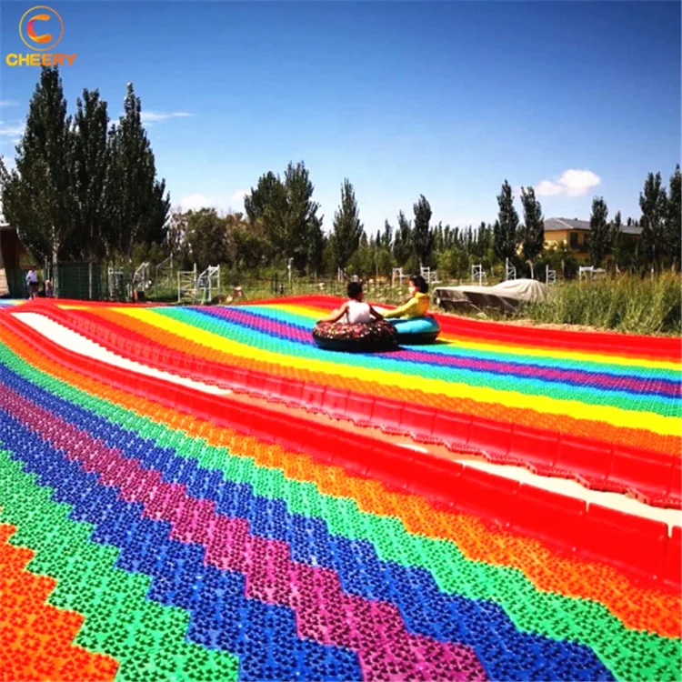 
New product outdoor playground amusement games children grass sliding way Rainbow dry snow slide for sale 