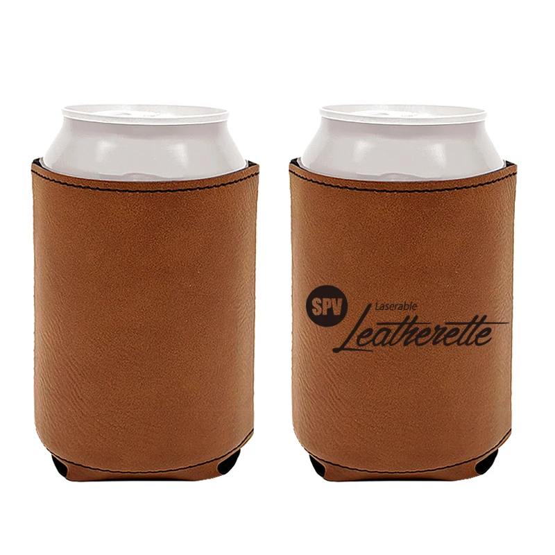 Laserable Leatherette Beverage Holder Leather Neoprene Can Cooler