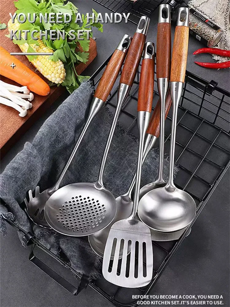 Stainless Steel Wok Spatula Wood Handle Shovel Ladle Kitchen Utensils Baking Cooking Tools Kitchenware Cookware 1