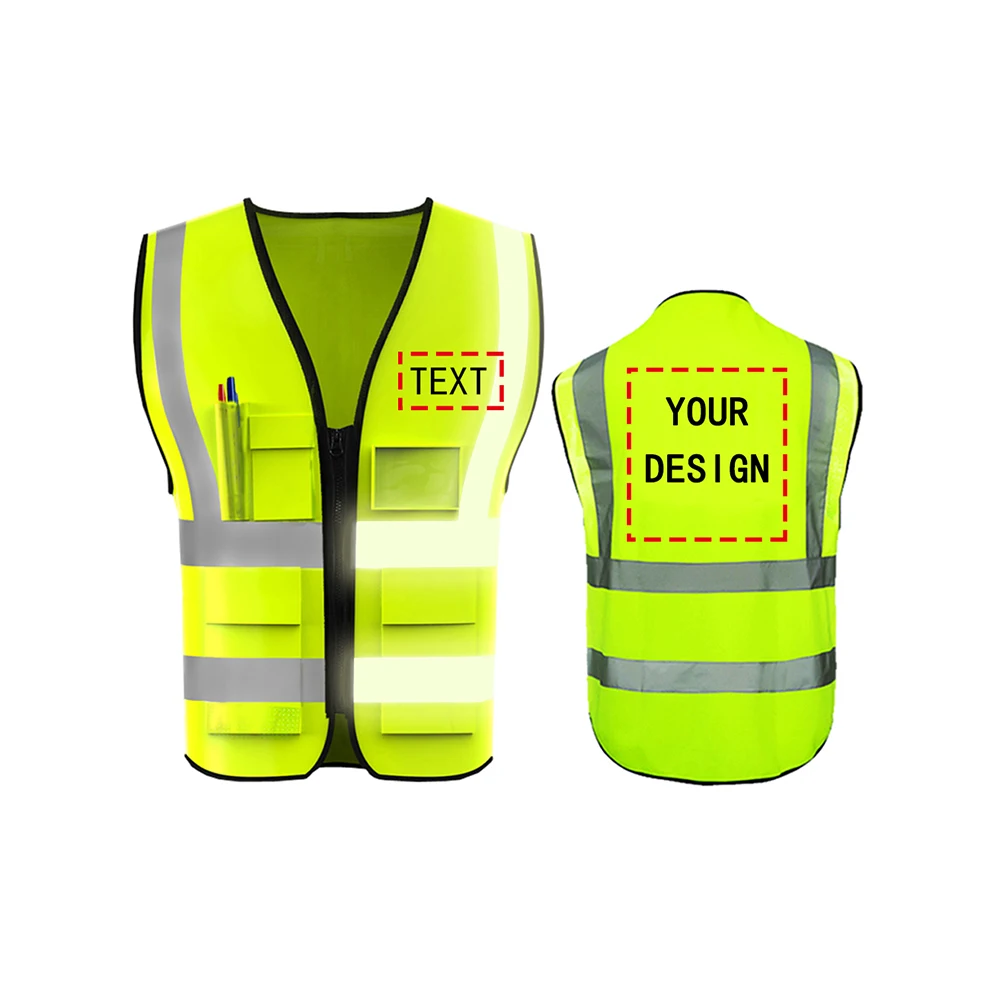Industrial Safety Vest Reflective Safety Jacket Yellow High Visibility Safety Vest Jacket Safety Vest With Reflective Strips No Sleeve For Work Outdoor Activity Reflective Safety Vest For Running Ref