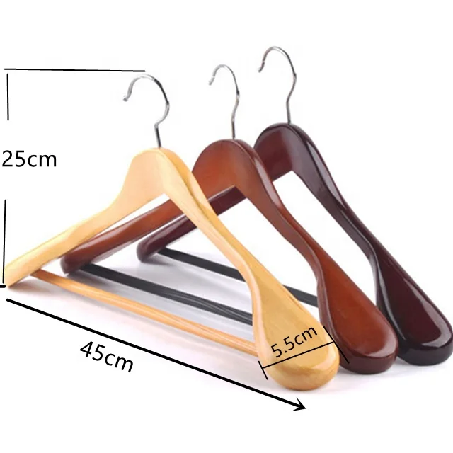 Premium Custom Logo Dark Walnut Stylish Luxury Wooden Coat Suit Jacket Clothes Hanger for Display