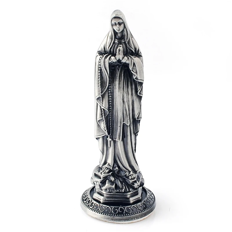 Yiwu Ready to Ship Items Religious Christian Catholic Metal Crafts Standing Statues Bronze Plated Statue in Virgin Mary BZR21565